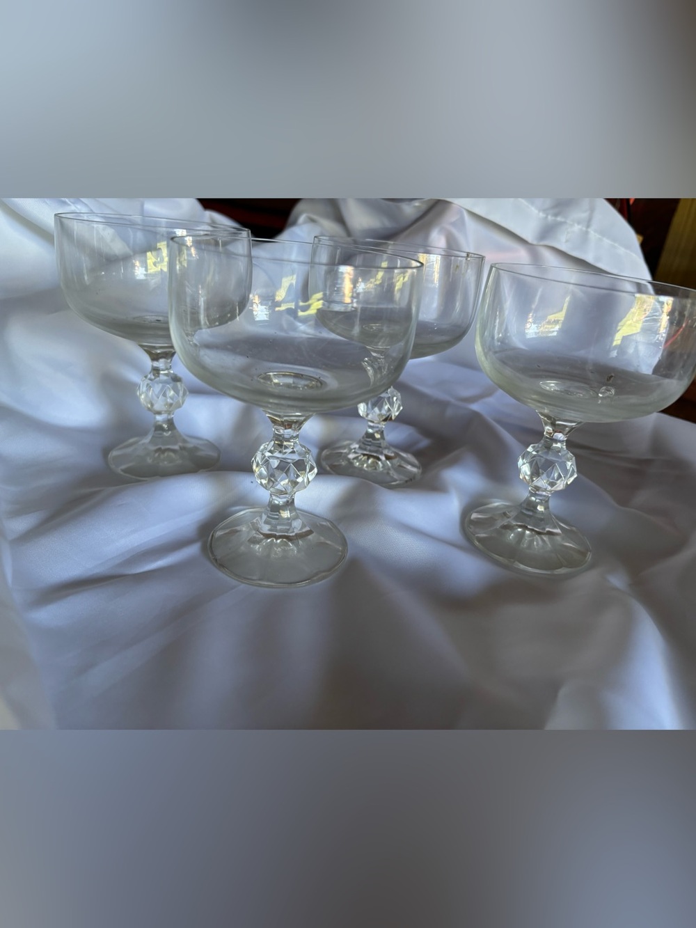 Bohemian Claudia Crystal Coupe Champagne Glasses 4ct (1970’s)